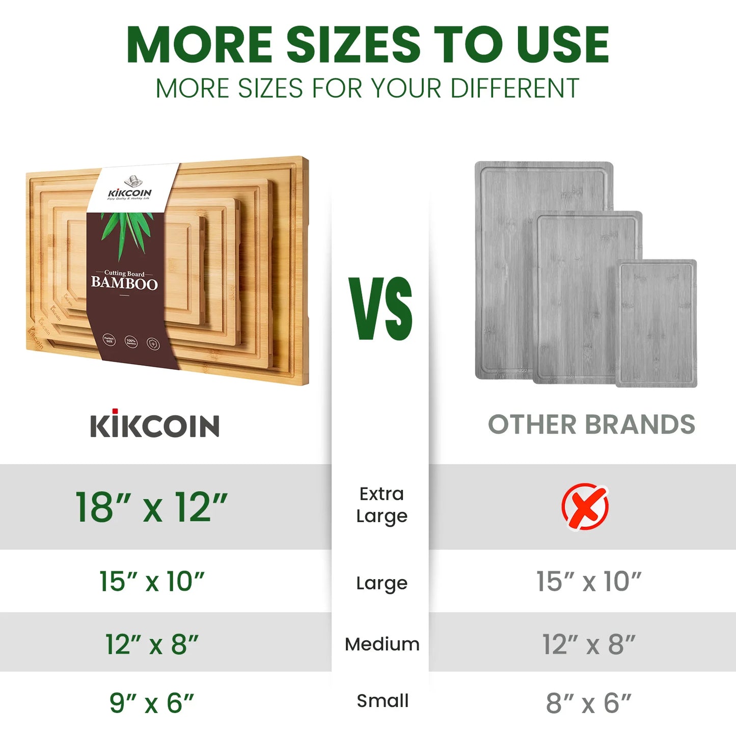 4-piece extra large heavy duty bamboo cutting board set With Inner handle design.
