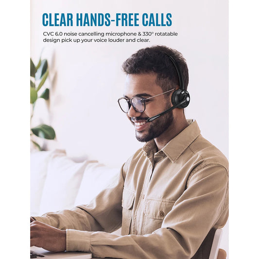 1/2 pack Pro Office Wireless Bluetooth V5.0 headphone With Microphone 13H Talking Time For Driver Call Center Skype Office