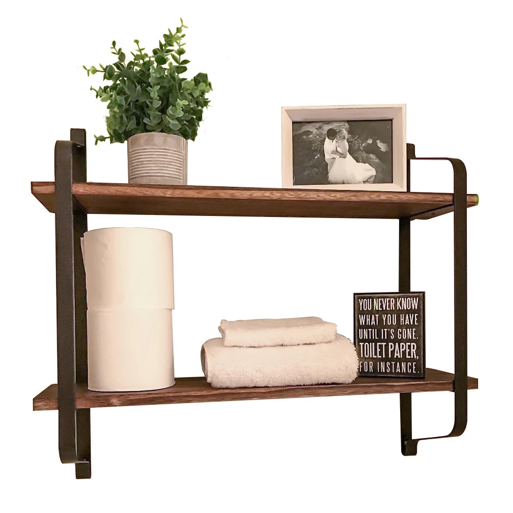 Large Rustic Industrial Pipe Wall Floating Shelf Wooden Storage Shelving Unit