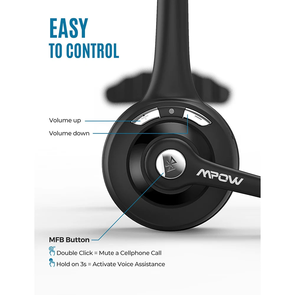 1/2 pack Pro Office Wireless Bluetooth V5.0 headphone With Microphone 13H Talking Time For Driver Call Center Skype Office