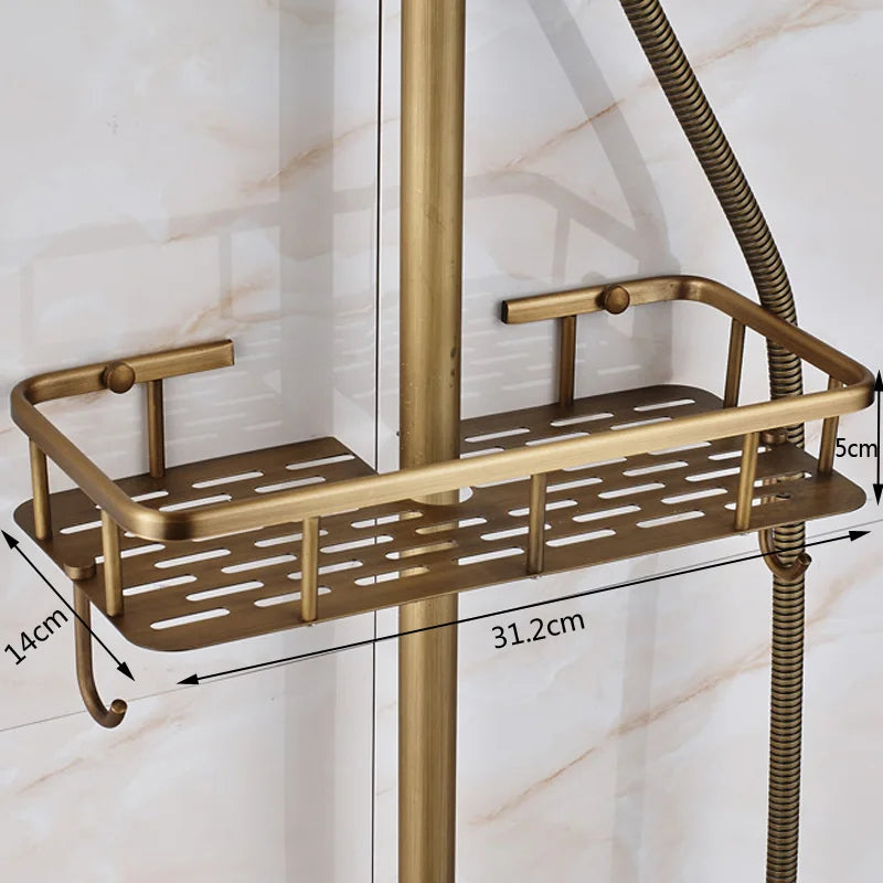 Antique Brass Rainfall Shower Faucet With Handhold Faucet