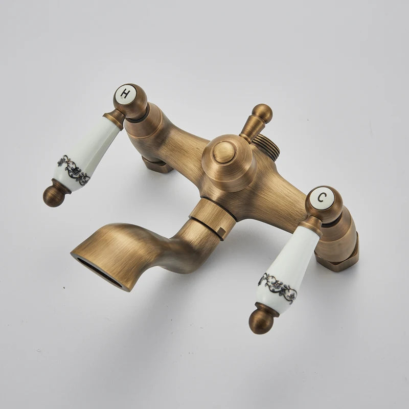 Antique Brass Rainfall Shower Faucet With Handhold Faucet