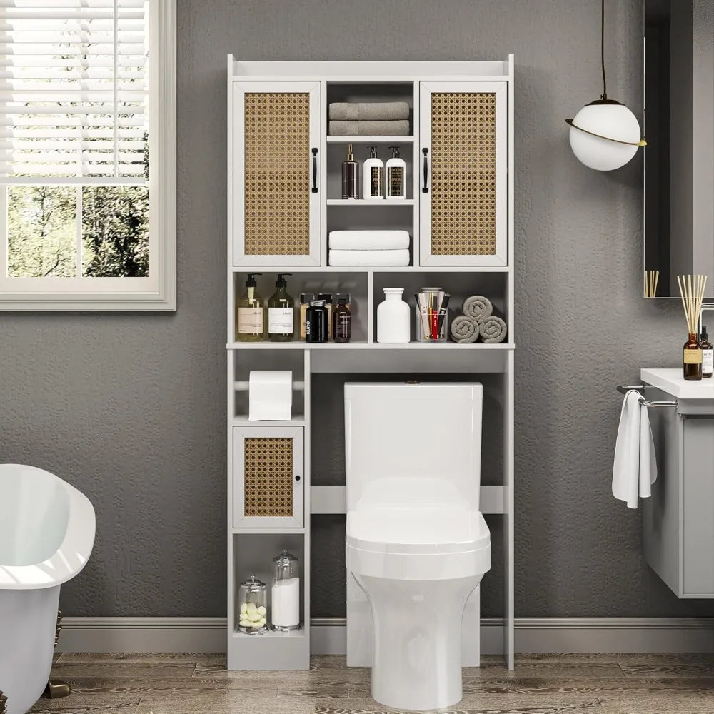 Over The Toilet Storage Cabinet with Adjustable Shelf, Freestanding Farmhouse Storage Cabinet