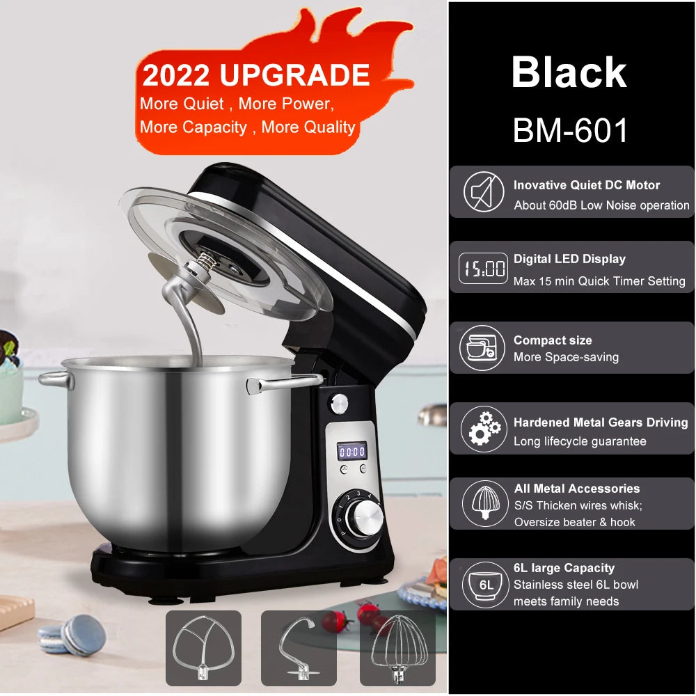 Quiet Motor 6-speed Kitchen Stand Mixer And Food Processor Blender