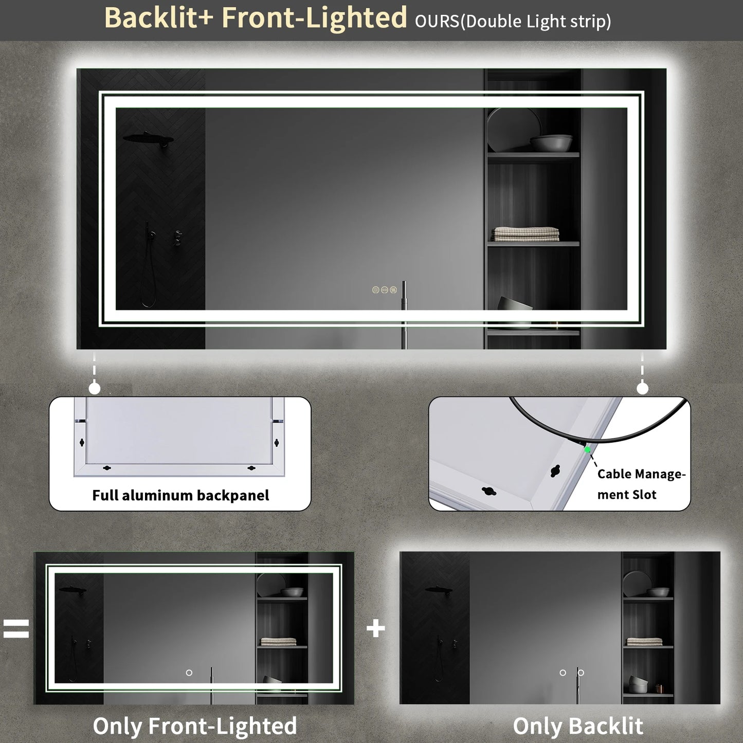 Extra Large Rectangle LED Bathroom Vanity Mirror LED