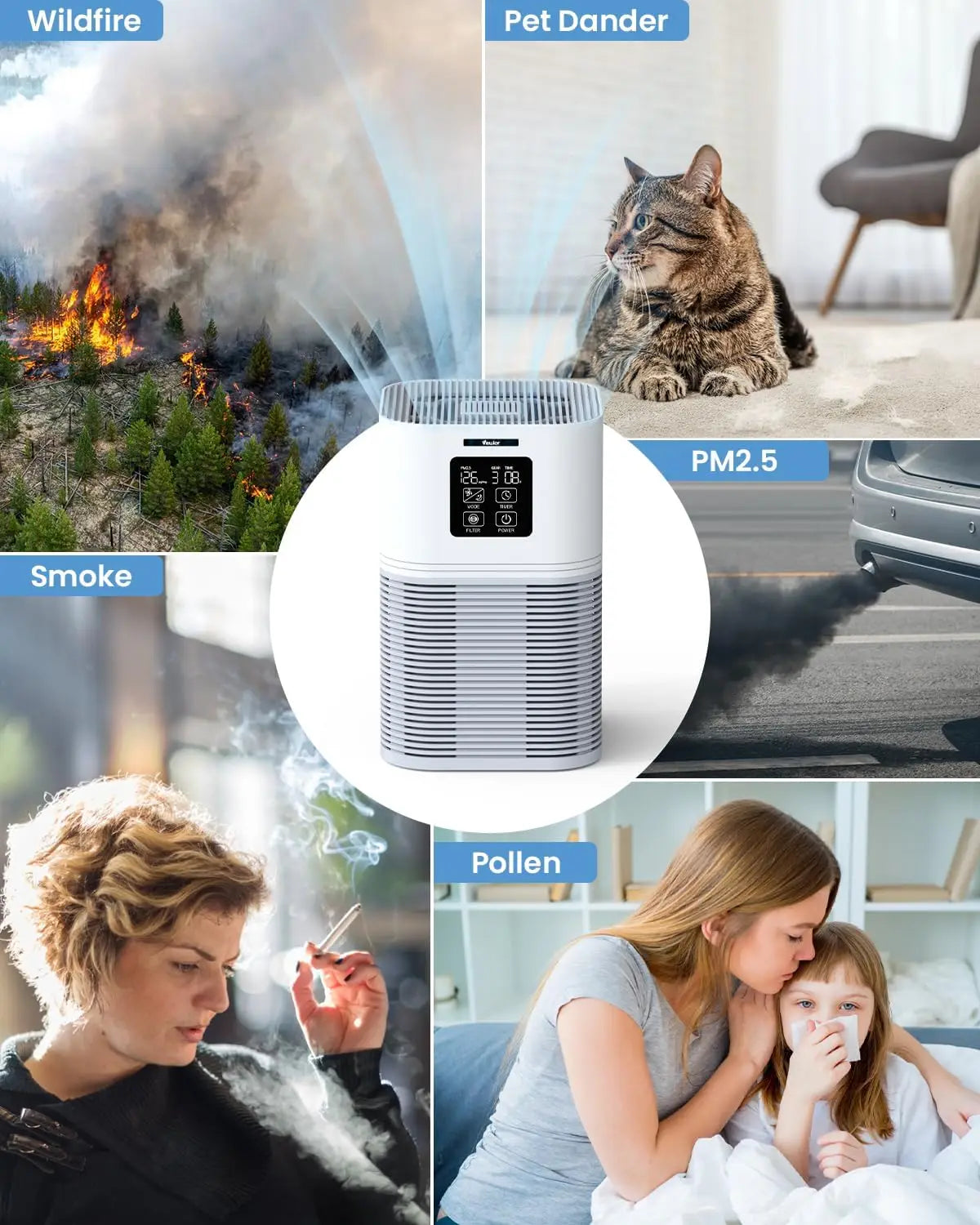 2 in 1 Air Purifier And Diffuser for Home Allergies And Odors Eliminator
