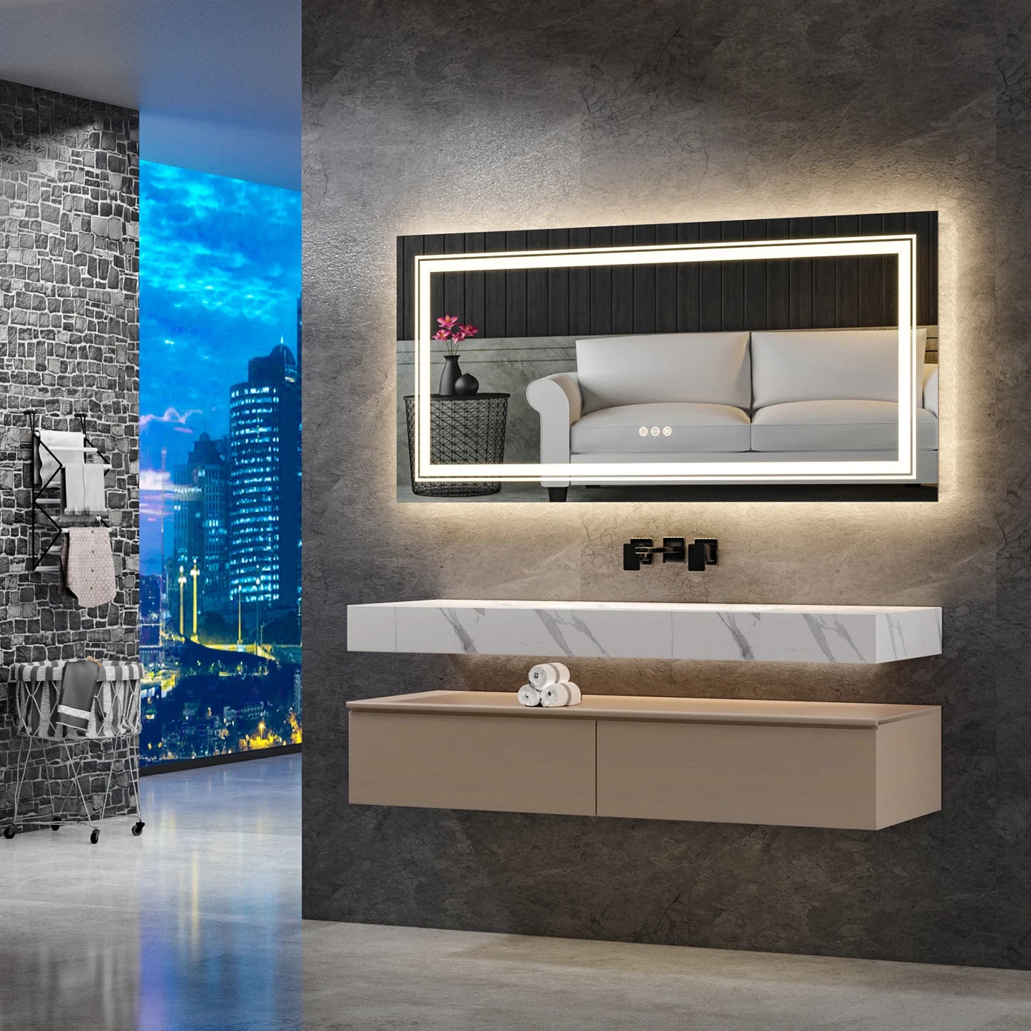 Extra Large Rectangle LED Bathroom Vanity Mirror LED