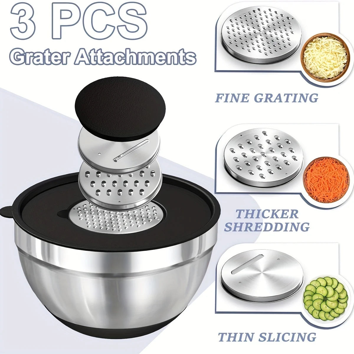8pcs Stainless Steel Mixing Bowl Set with Airtight Lids For Cooking And Storage