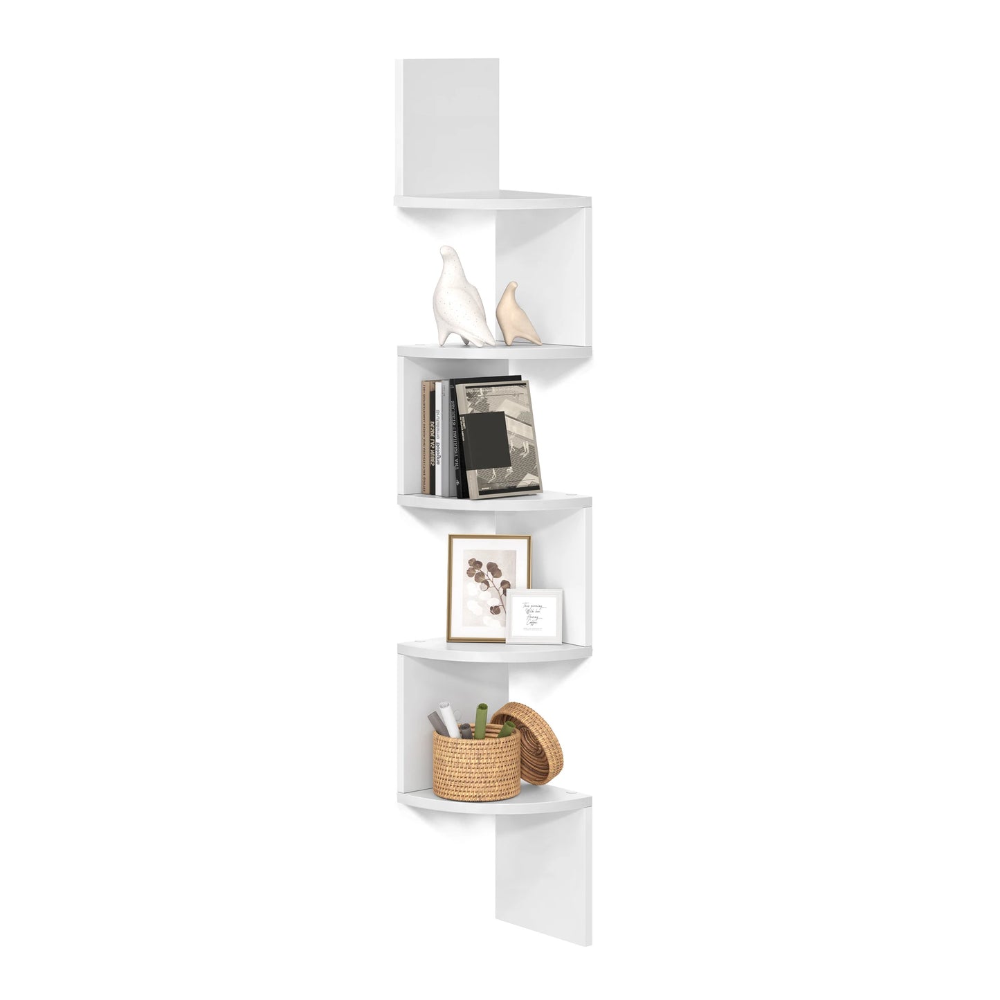 5-Tier Floating Corner Shelf Wall Mount Bookshelf