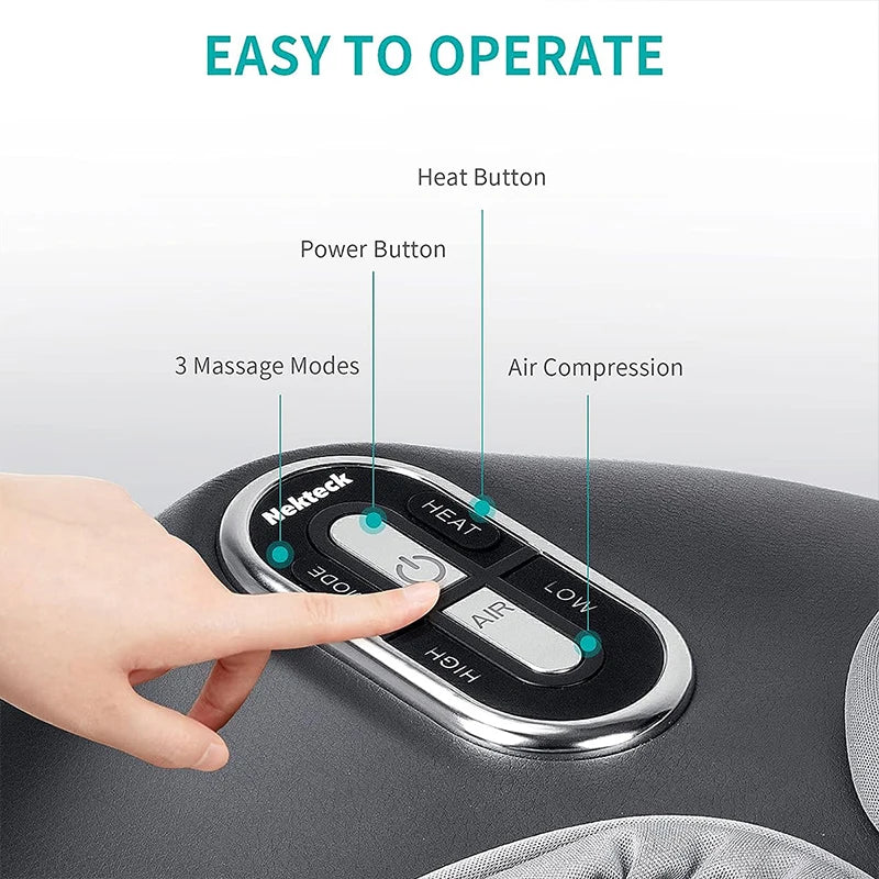 Heated Foot Massager With Air Compression And Shiatsu Knead Roller