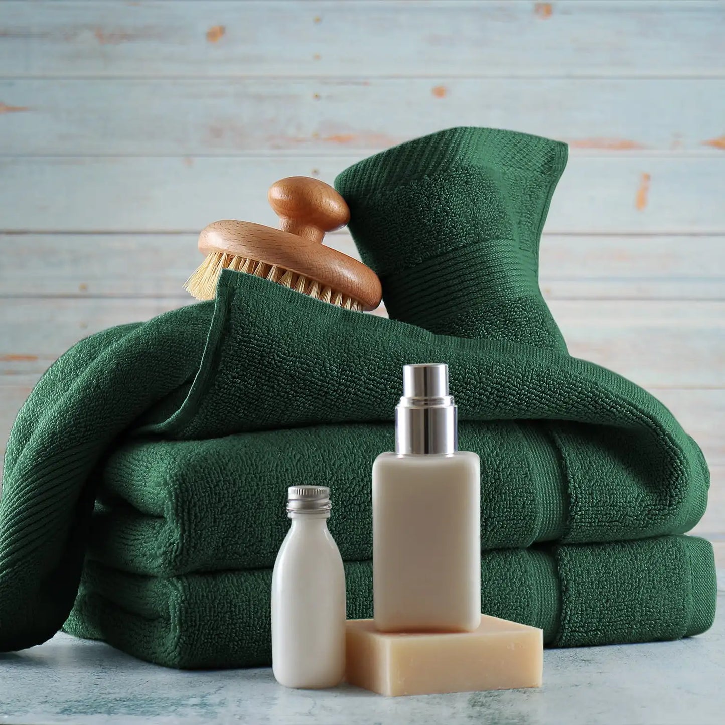 100% Cotton Luxury Softness 4 Pc Bath Towel Set, Hunter