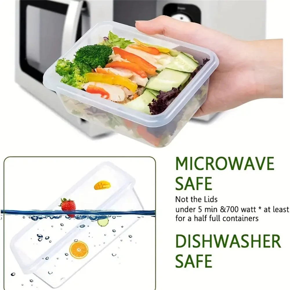 24pcs Kitchen Storage Container Set - Dishwasher Safe, Reusable Plastic with Flip Lids for Fruits, Vegetables & Meats - Inc