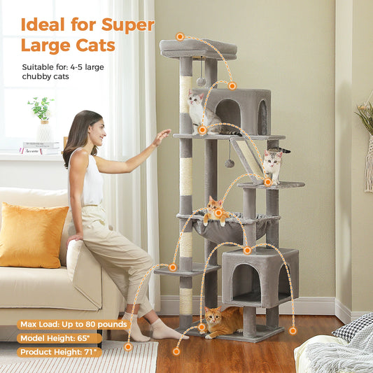 180cm Large Cat Tree Tower Home Furniture Cat Tower Pets Hammock Sisal Cat Scratching Post Climbing Frame Toy Spacious Perch
