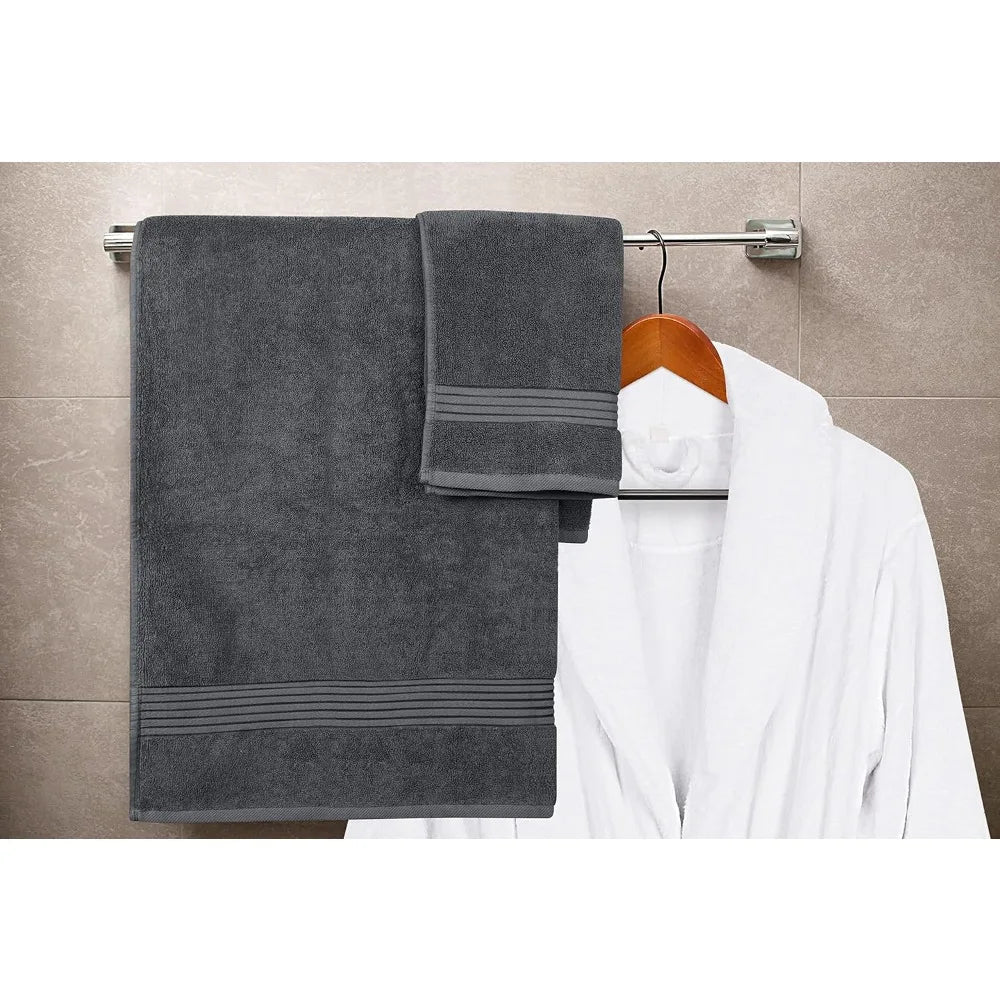 48-Piece Premium Towel Set, 12 Bath Towels, 12 Hand Towels, and 24 Wash Cloths, 100% Ring Spun Cotton Highly Absor