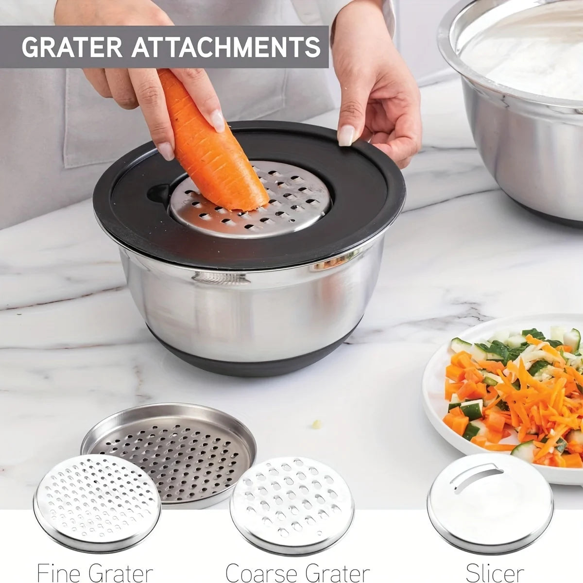 8pcs Stainless Steel Mixing Bowl Set with Airtight Lids For Cooking And Storage