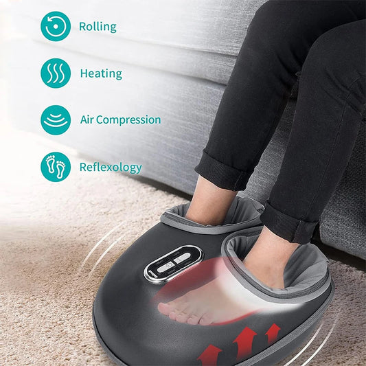 Heated Foot Massager With Air Compression And Shiatsu Knead Roller