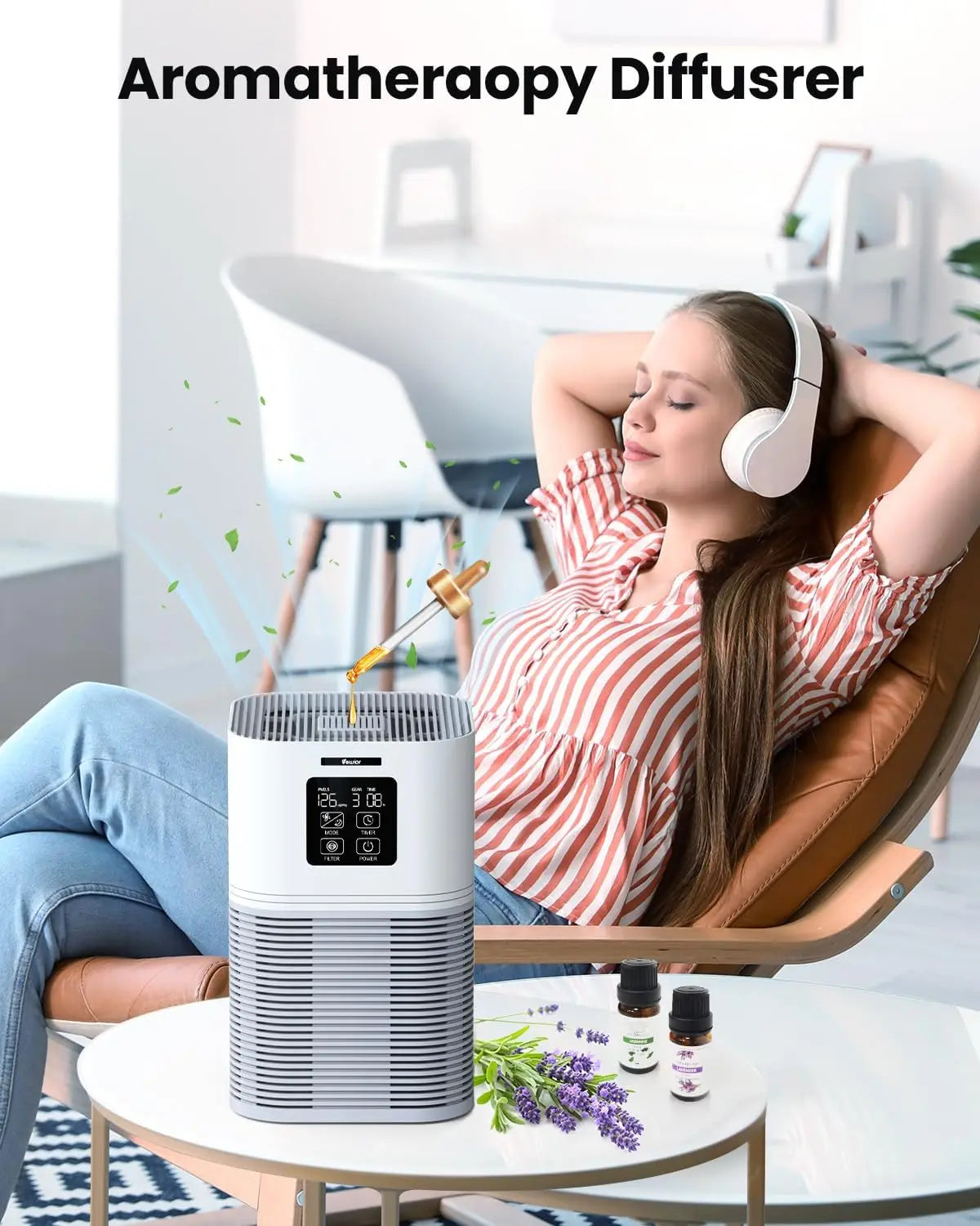 2 in 1 Air Purifier And Diffuser for Home Allergies And Odors Eliminator