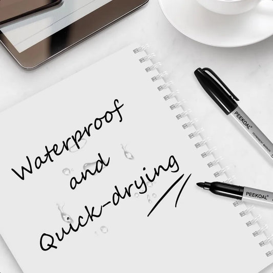 Black Permanent Markers 8 Pack Fine Tip Black Marker Pens Water Resistant Marking Pens for Office and School Supplies