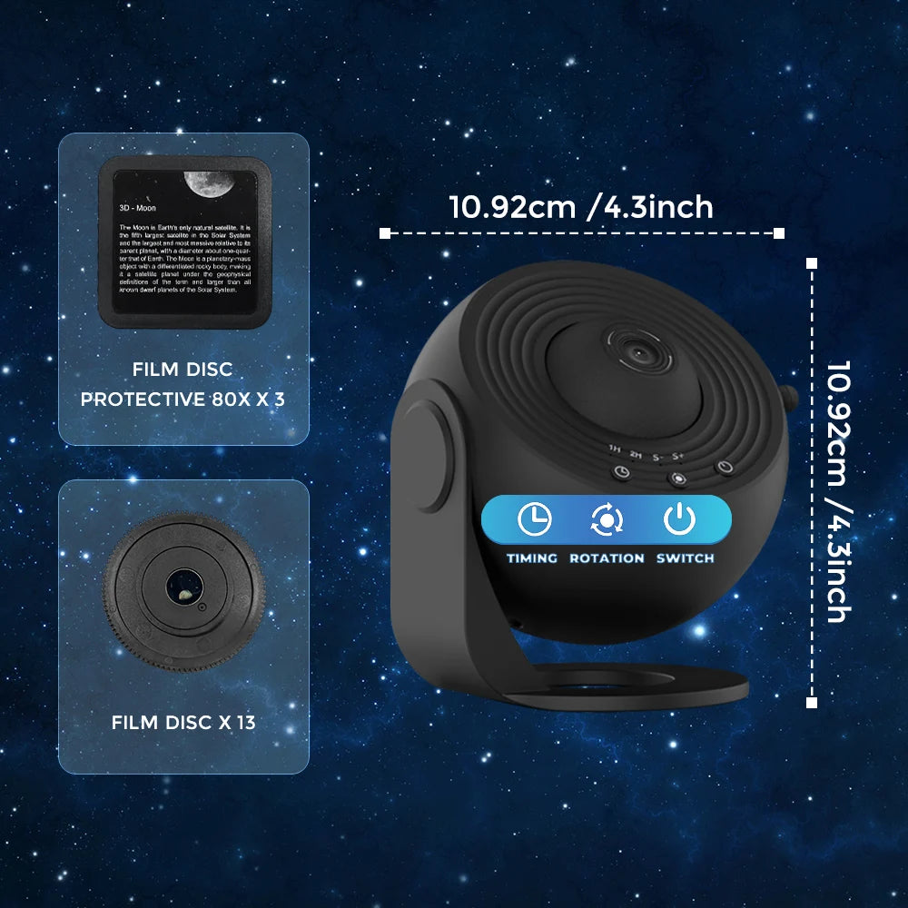 Star Projector,13 in 1 Planetarium Galaxy Projecto,360°Rotation,Mute Design,HD Image&Timing for Bedroom,Birthday,Christmas Decor