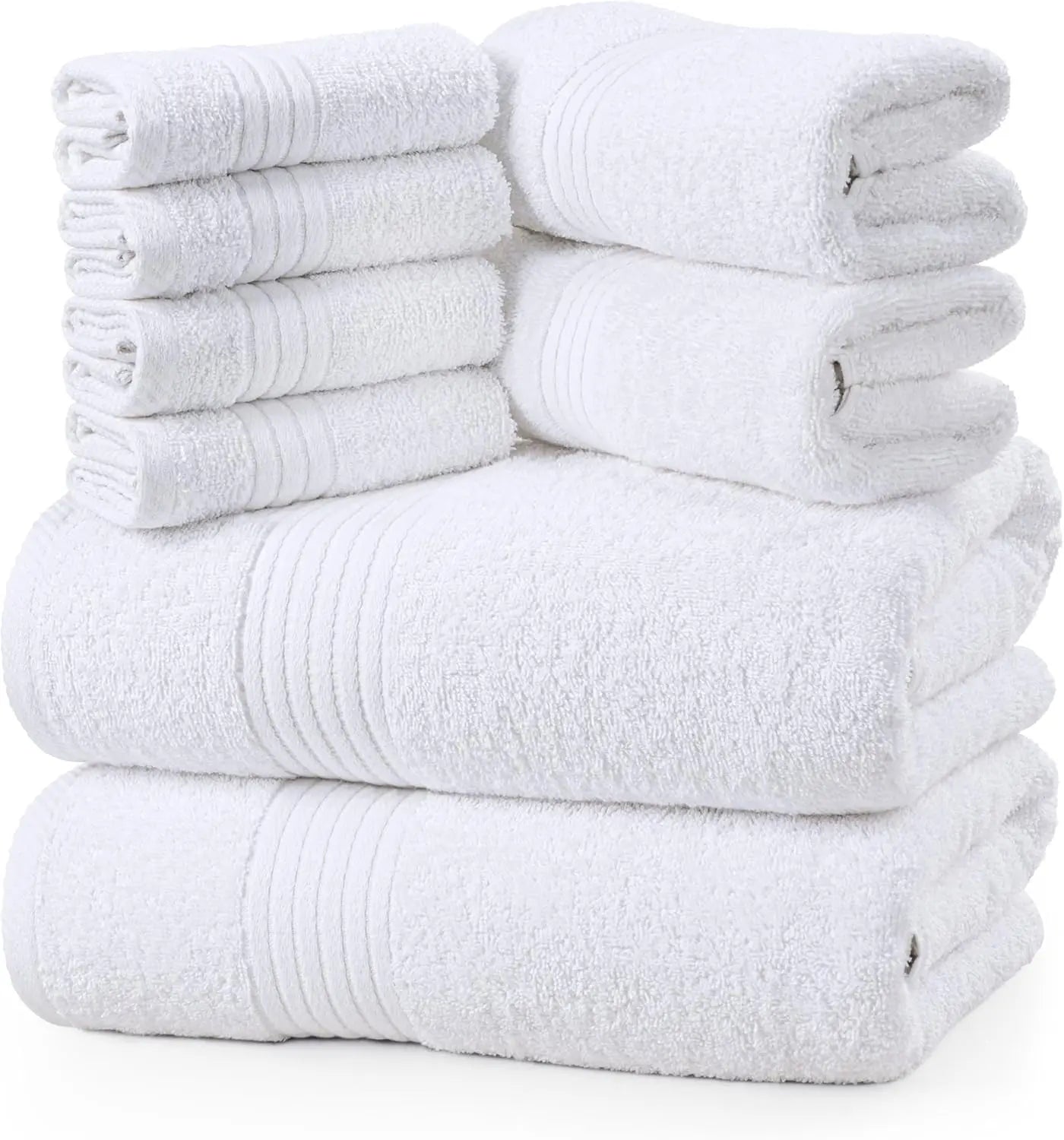 48-Piece Premium Towel Set, 12 Bath Towels, 12 Hand Towels, and 24 Wash Cloths, 100% Ring Spun Cotton Highly Absor