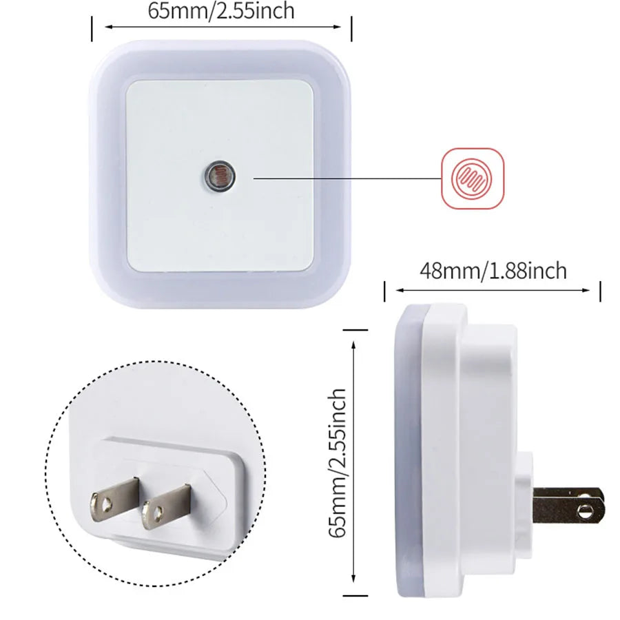 Plug in Dimmable Led Night Light with Auto Dusk to Dawn Sensor,for Hallway Bedroom Kids Room Kitchen Stairway,4Pack white light