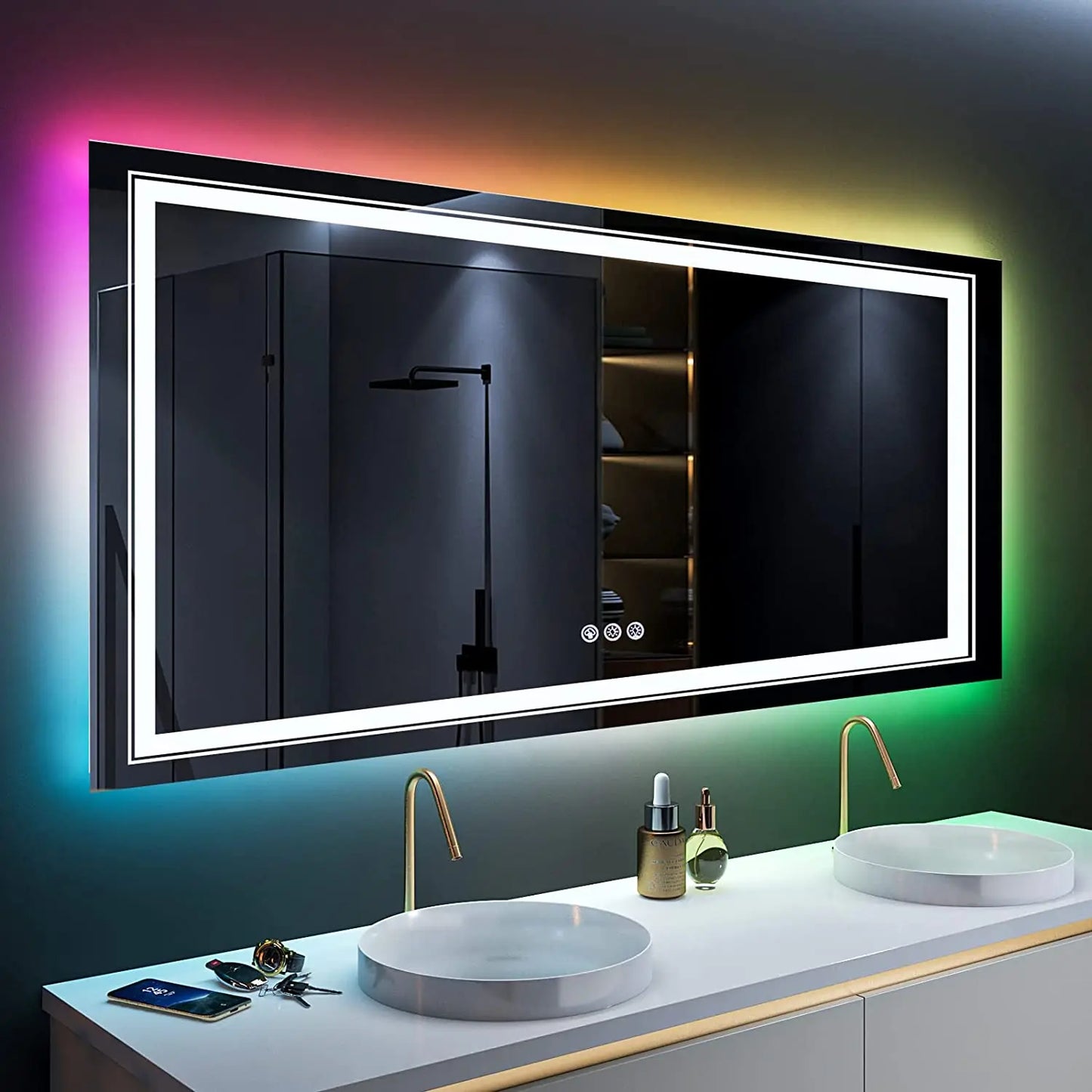 Wall Mounted Large LED Bathroom Vanity Mirror With Backlit , Anti- Fog, Dimmable , CRI 90