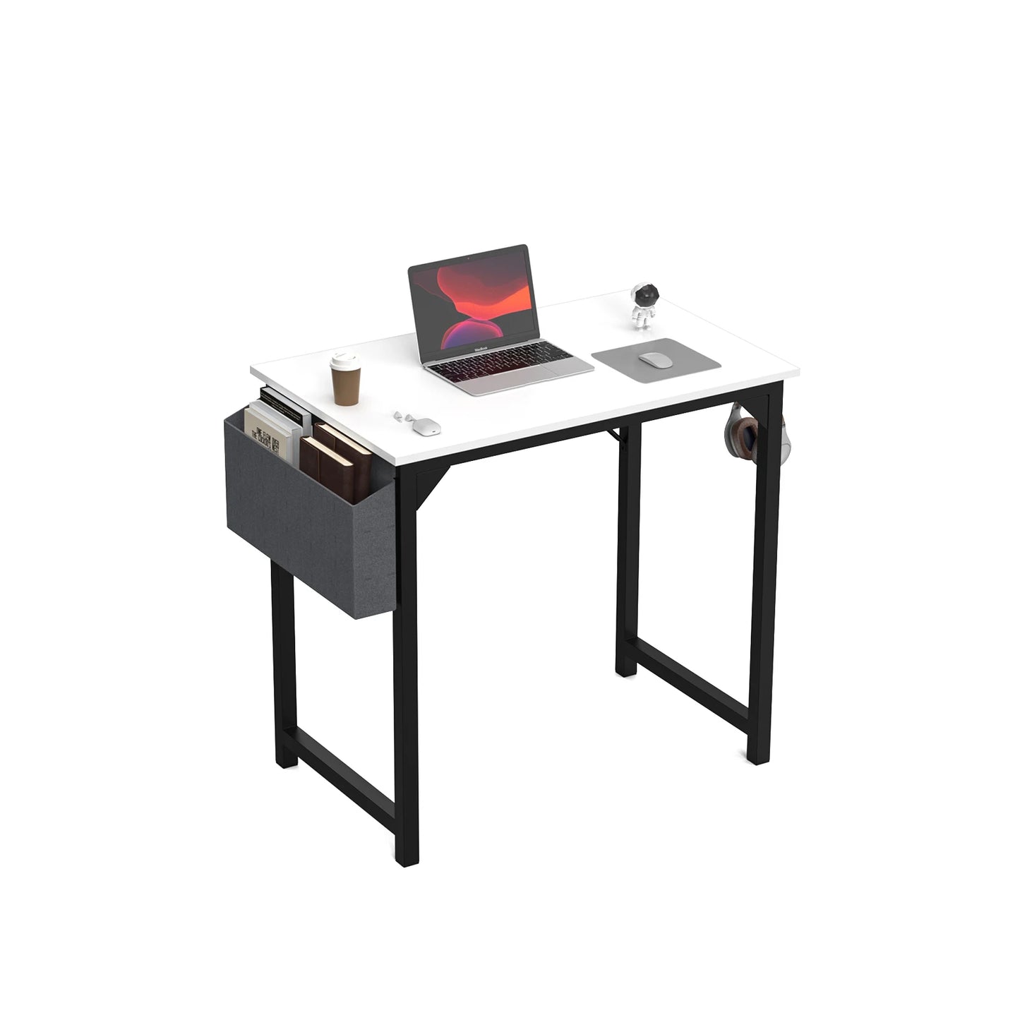 Computer Writing Desk with Side Bag & Headphone Hook