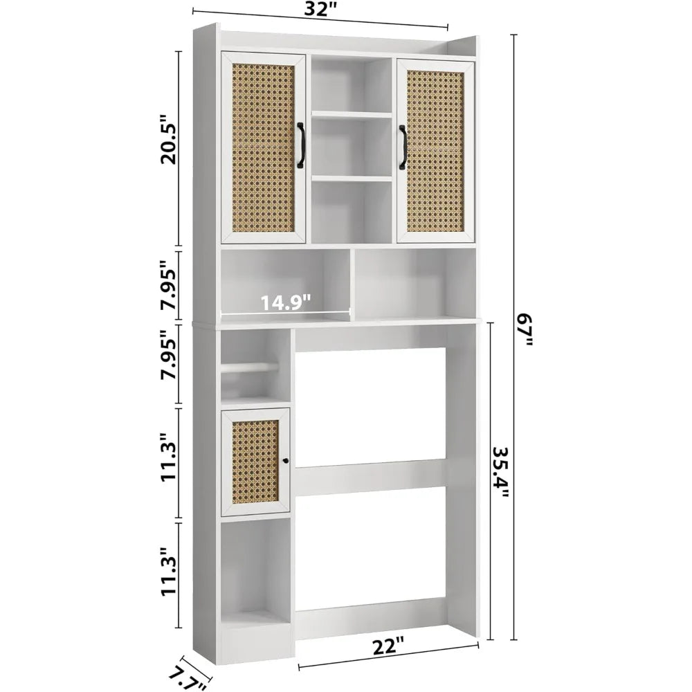 Over The Toilet Storage Cabinet with Adjustable Shelf, Freestanding Farmhouse Storage Cabinet