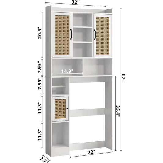 Over The Toilet Storage Cabinet with Adjustable Shelf, Freestanding Farmhouse Storage Cabinet