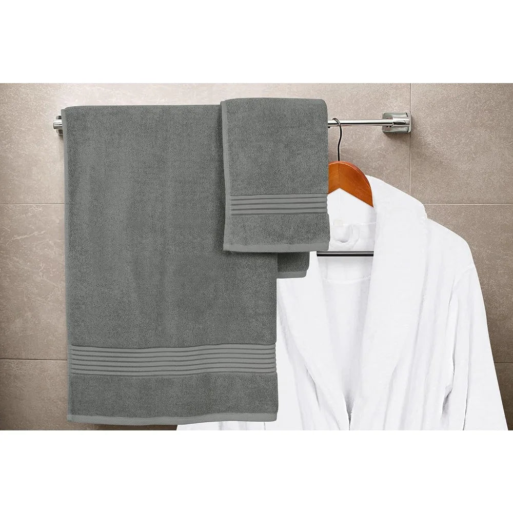 48-Piece Premium Towel Set, 12 Bath Towels, 12 Hand Towels, and 24 Wash Cloths, 100% Ring Spun Cotton Highly Absor