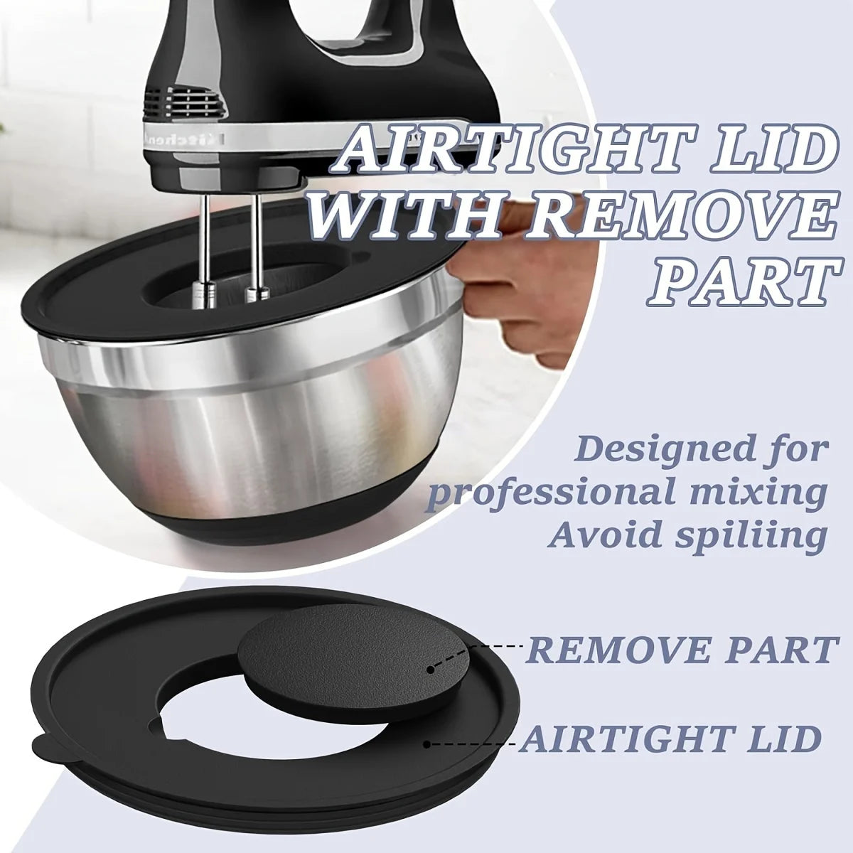 8pcs Stainless Steel Mixing Bowl Set with Airtight Lids For Cooking And Storage