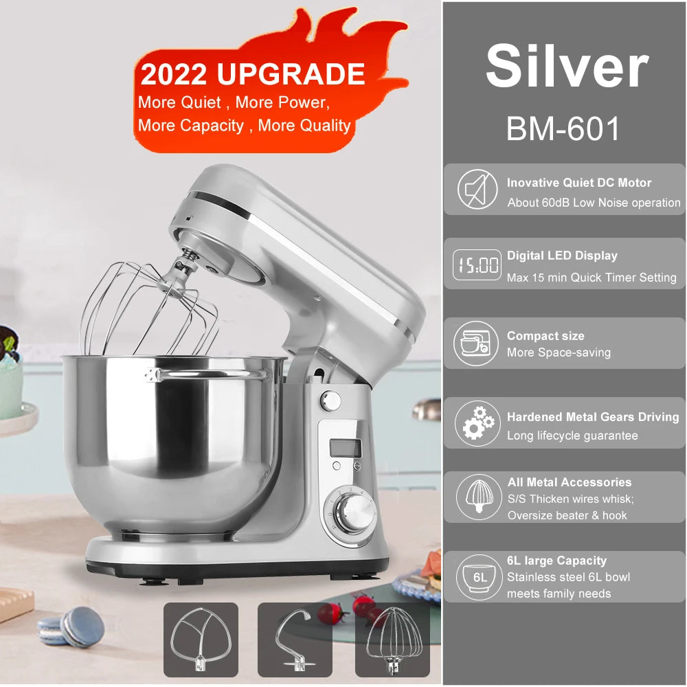Quiet Motor 6-speed Kitchen Stand Mixer And Food Processor Blender