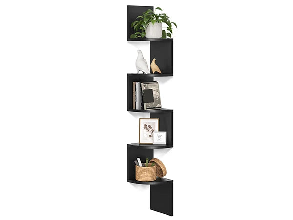 5-Tier Floating Corner Shelf Wall Mount Bookshelf