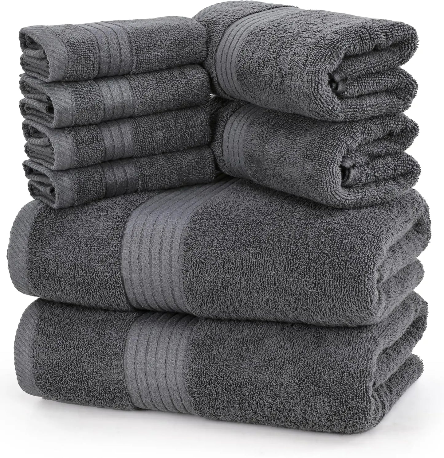 48-Piece Premium Towel Set, 12 Bath Towels, 12 Hand Towels, and 24 Wash Cloths, 100% Ring Spun Cotton Highly Absor