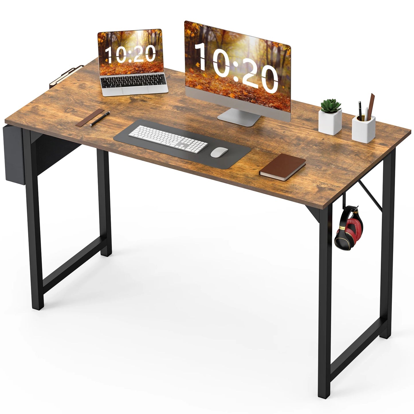 Computer Writing Desk with Side Bag & Headphone Hook