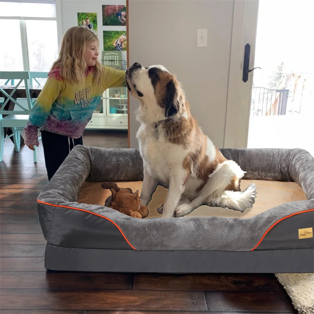 Jumbo Orthopedic Dog Bed With Memory Foam, Waterproof With Removable Cover