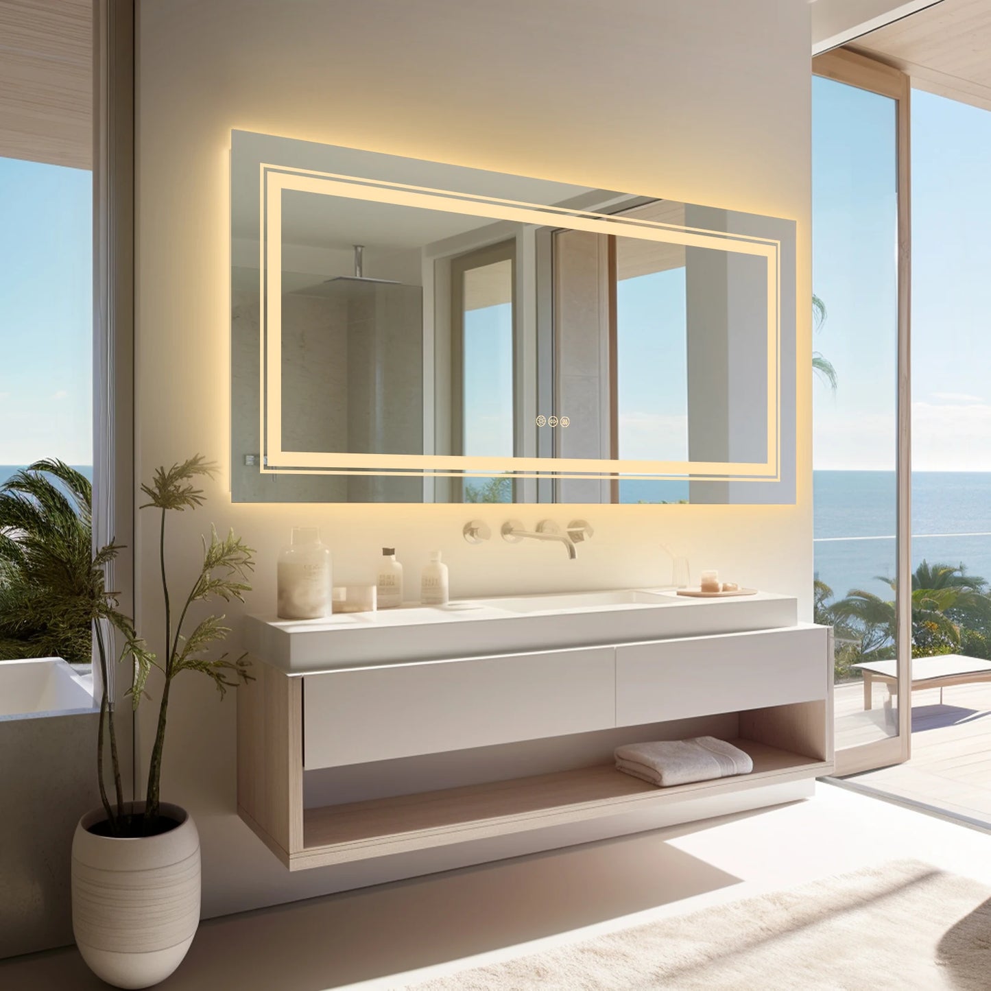 Extra Large Rectangle LED Bathroom Vanity Mirror LED