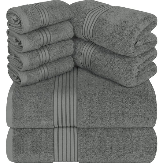 48-Piece Premium Towel Set, 12 Bath Towels, 12 Hand Towels, and 24 Wash Cloths, 100% Ring Spun Cotton Highly Absor