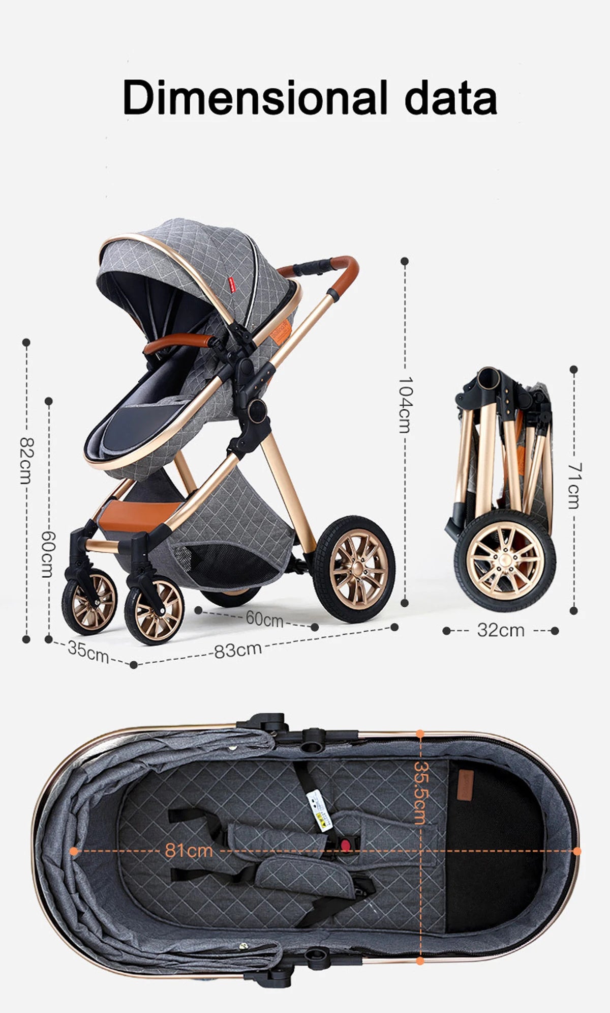 Luxury Portable 3 in 1 Traveler Baby Stroller