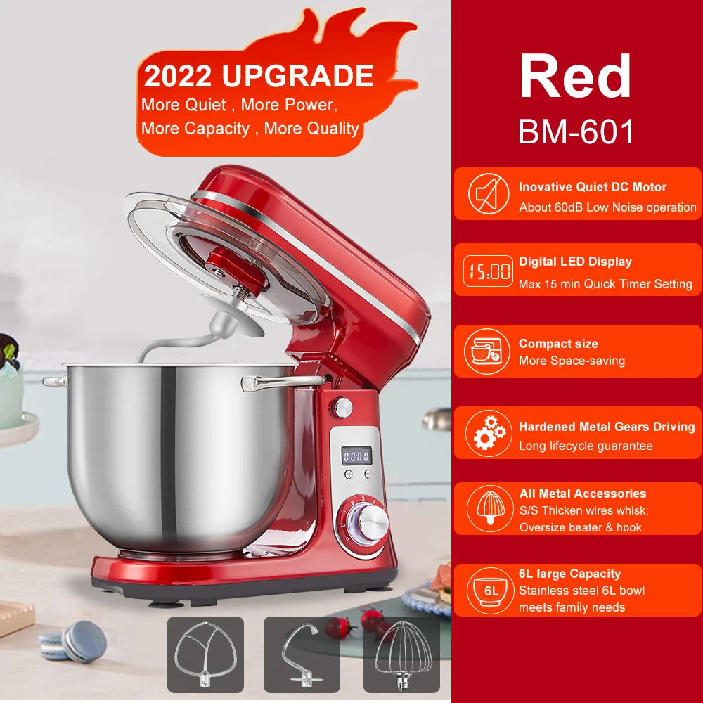 Quiet Motor 6-speed Kitchen Stand Mixer And Food Processor Blender