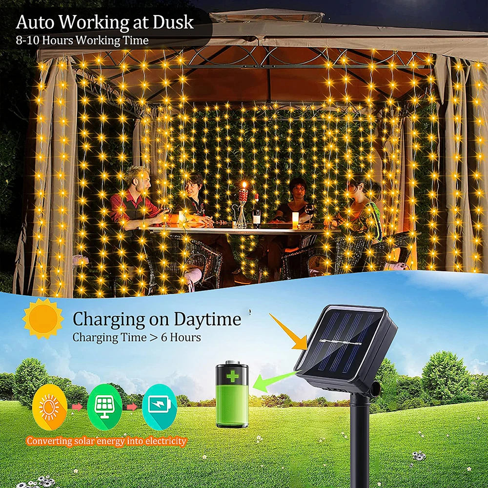 Outdoor Solar Fairy Garland String Lights 8 Modes