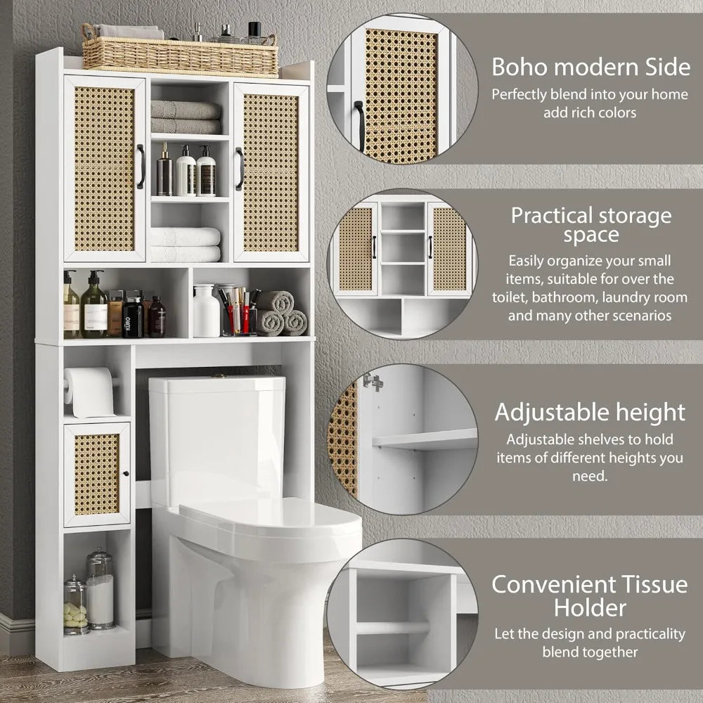 Over The Toilet Storage Cabinet with Adjustable Shelf, Freestanding Farmhouse Storage Cabinet