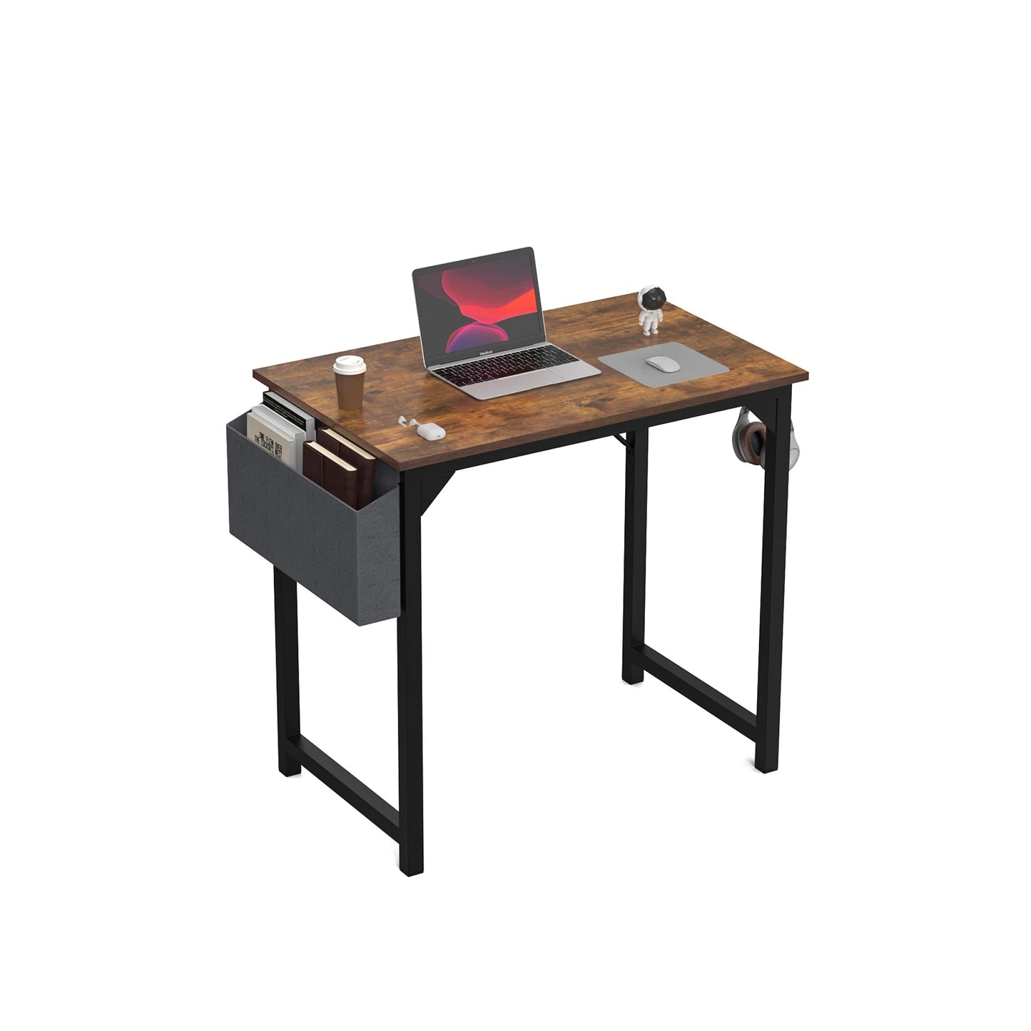 Computer Writing Desk with Side Bag & Headphone Hook