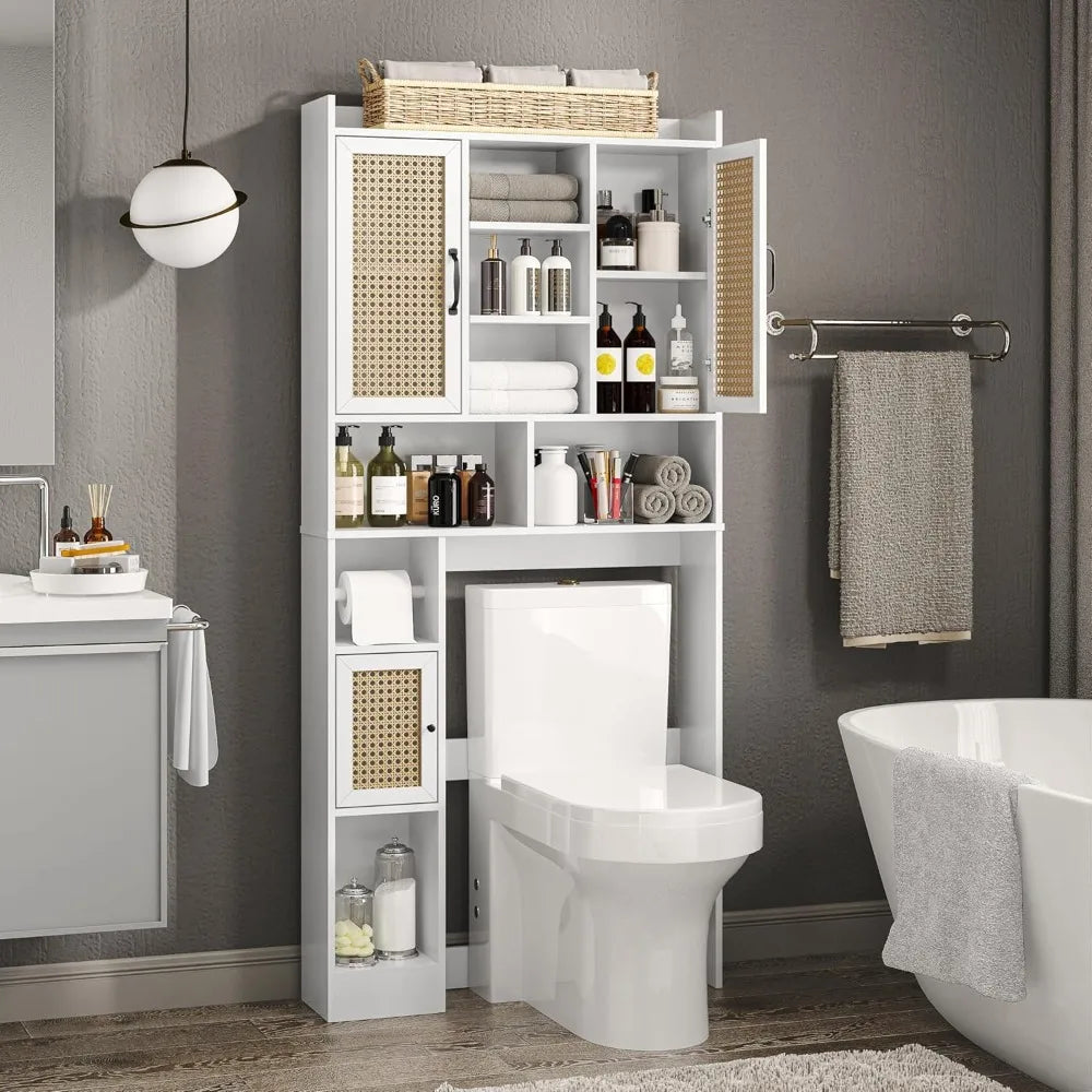 Over The Toilet Storage Cabinet with Adjustable Shelf, Freestanding Farmhouse Storage Cabinet