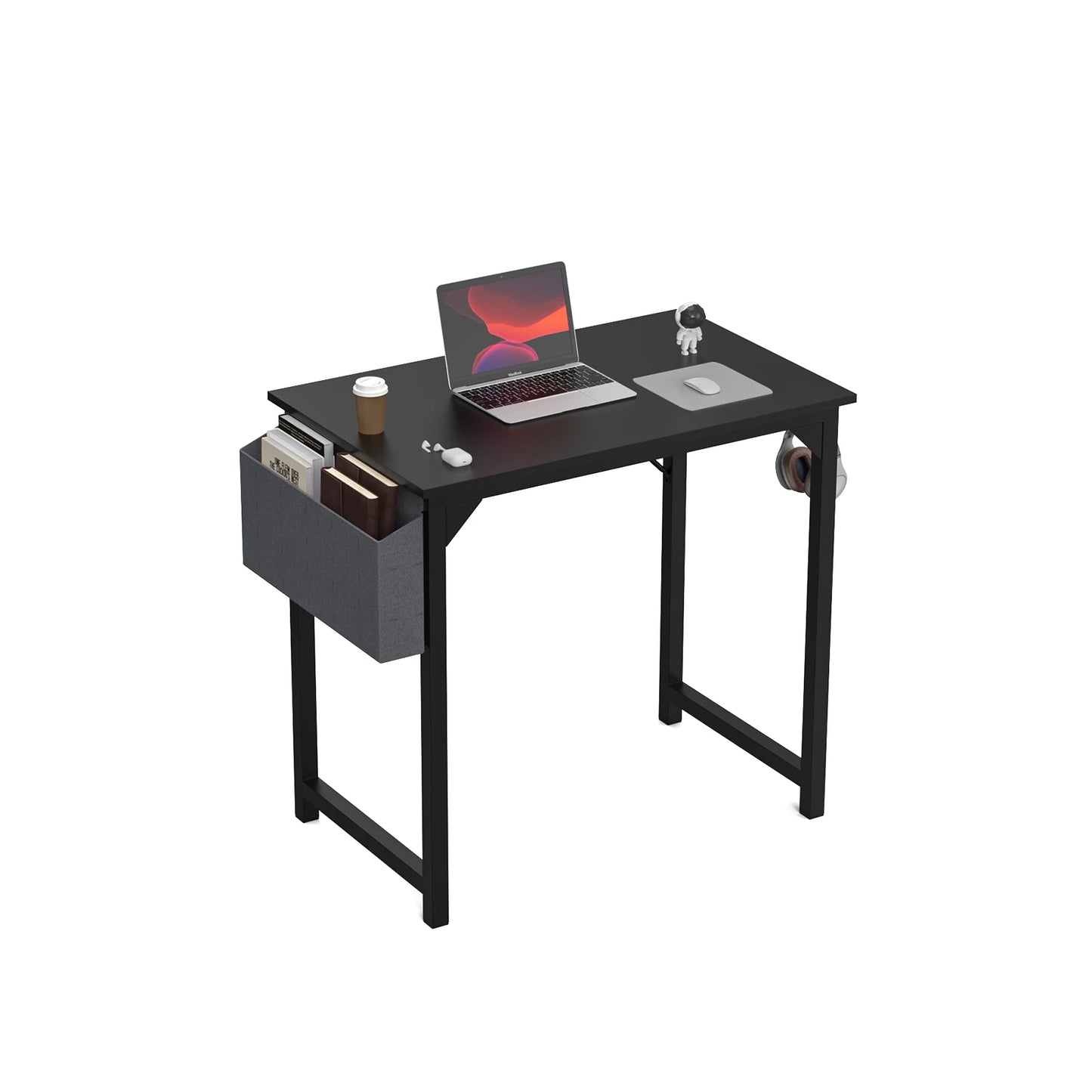 Computer Writing Desk with Side Bag & Headphone Hook