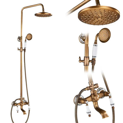 Antique Brass Rainfall Shower Faucet With Handhold Faucet