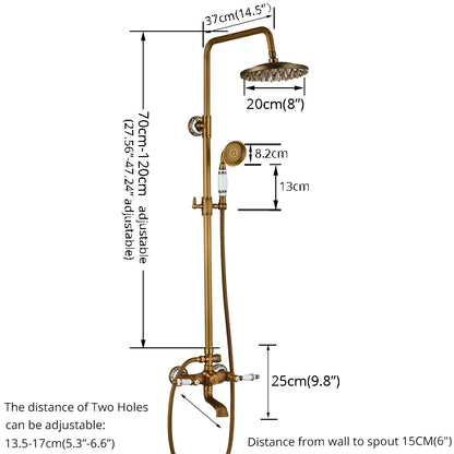 Antique Brass Rainfall Shower Faucet With Handhold Faucet
