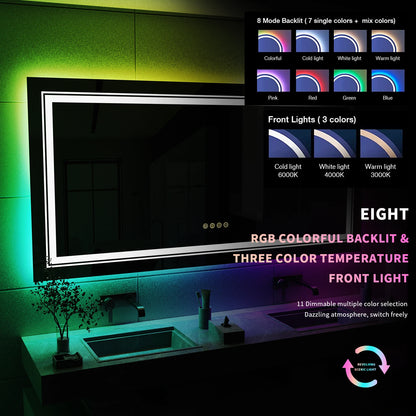 Wall Mounted Large LED Bathroom Vanity Mirror With Backlit , Anti- Fog, Dimmable , CRI 90