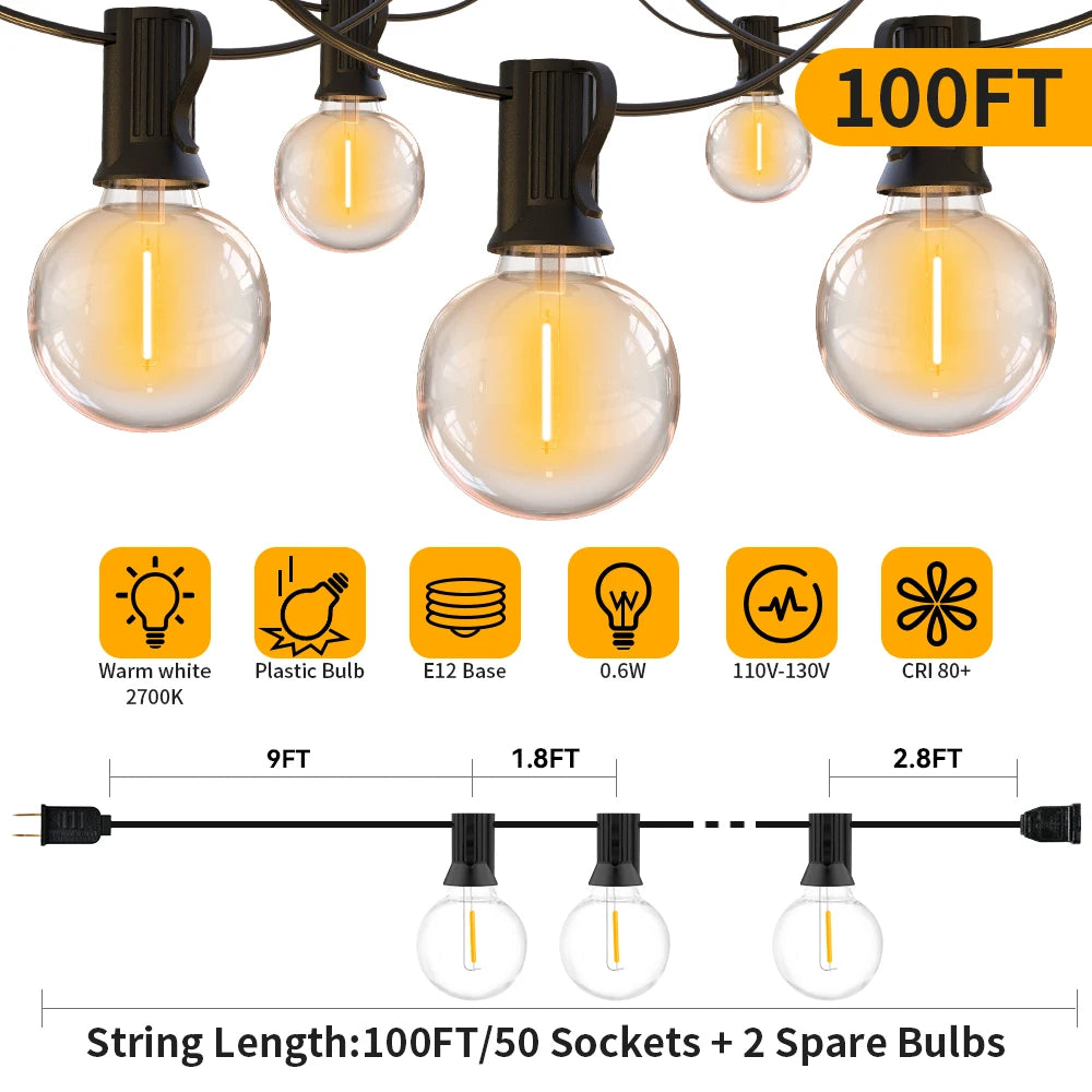 Outdoor Solar Garland Light , Waterproof Fairy String  50Ft 100Ft 150Ft