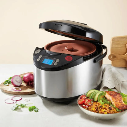 Intelligent Organic Cooker Multi functional Cookware - Non toxic Clay Rice Cooker, Delayed Start Slow Stew Pot